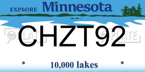 CHZT92 Minnesota License Plate