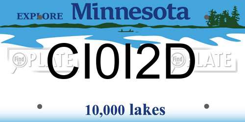 CI0I2D Minnesota License Plate