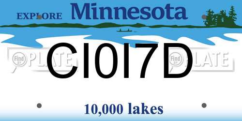 CI0I7D Minnesota License Plate
