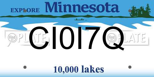 CI0I7Q Minnesota License Plate
