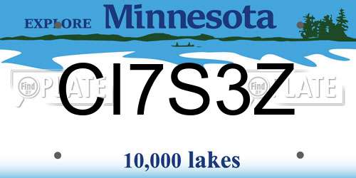 CI7S3Z Minnesota License Plate