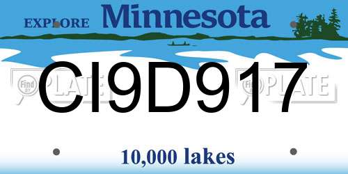 CI9D917 Minnesota License Plate