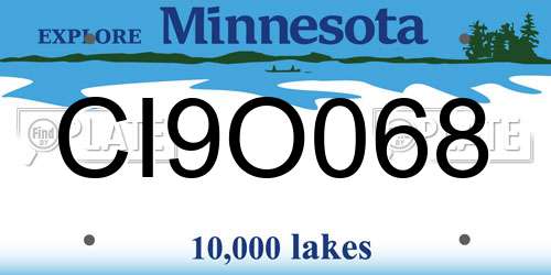CI9O068 Minnesota License Plate