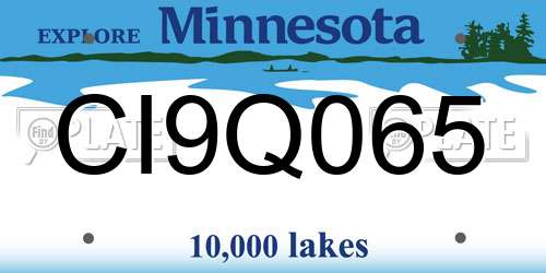 CI9Q065 Minnesota License Plate