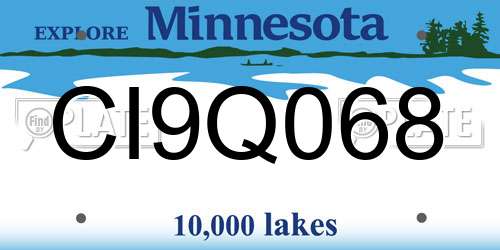 CI9Q068 Minnesota License Plate