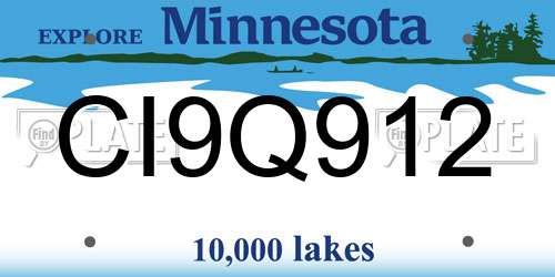 CI9Q912 Minnesota License Plate