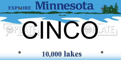 CINCO Minnesota License Plate