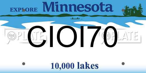 CIOI70 Minnesota License Plate