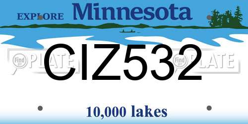 CIZ532 Minnesota License Plate