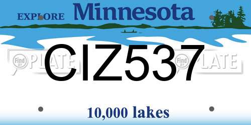 CIZ537 Minnesota License Plate