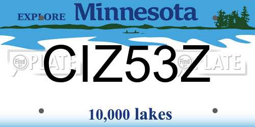 CIZ53Z Minnesota License Plate