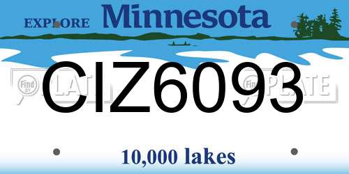 CIZ6093 Minnesota License Plate
