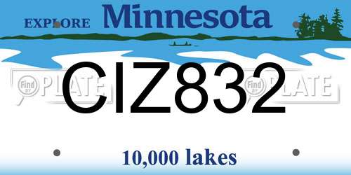 CIZ832 Minnesota License Plate