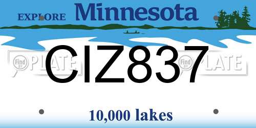 CIZ837 Minnesota License Plate