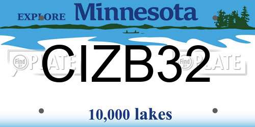 CIZB32 Minnesota License Plate