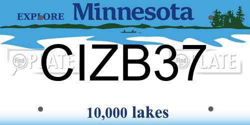 CIZB37 Minnesota License Plate