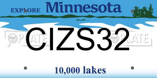 CIZS32 Minnesota License Plate