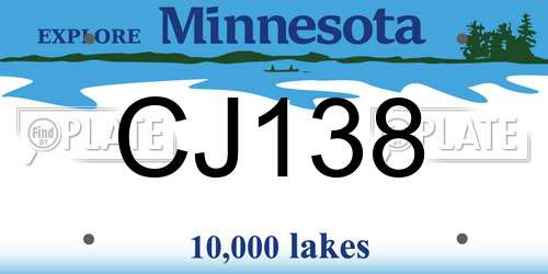 CJ138 Minnesota License Plate