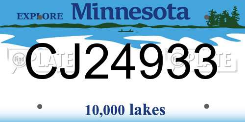 CJ24933 Minnesota License Plate
