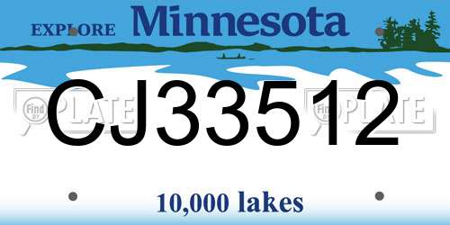 CJ33512 Minnesota License Plate