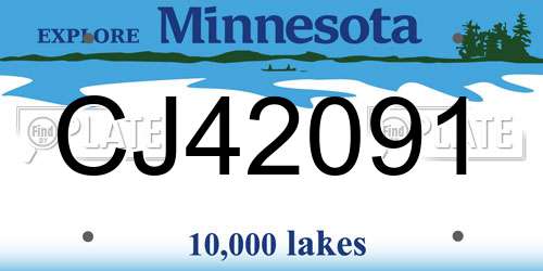 CJ42091 Minnesota License Plate