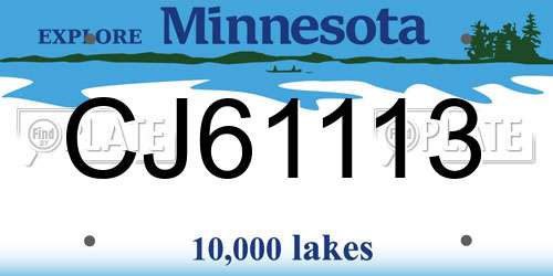 CJ61113 Minnesota License Plate