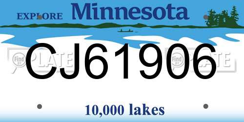 CJ61906 Minnesota License Plate