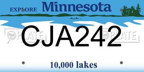 CJA242 Minnesota License Plate