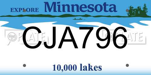 CJA796 Minnesota License Plate