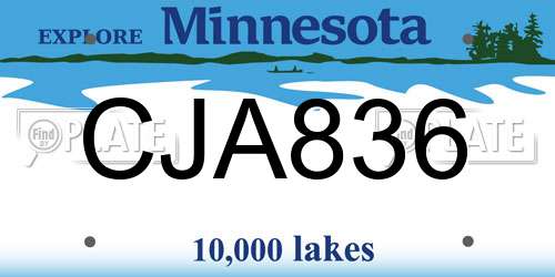 CJA836 Minnesota License Plate