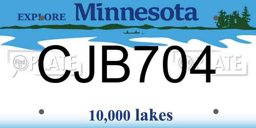 CJB704 Minnesota License Plate
