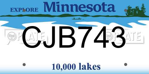 CJB743 Minnesota License Plate