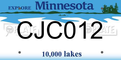 CJC012 Minnesota License Plate