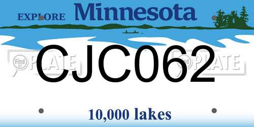 CJC062 Minnesota License Plate