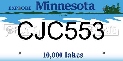 CJC553 Minnesota License Plate