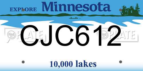 CJC612 Minnesota License Plate