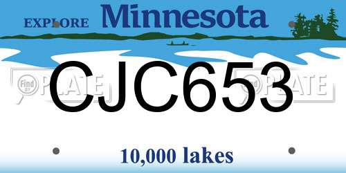 CJC653 Minnesota License Plate