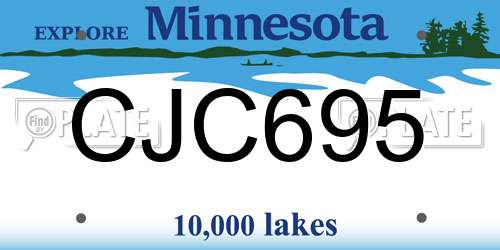 CJC695 Minnesota License Plate
