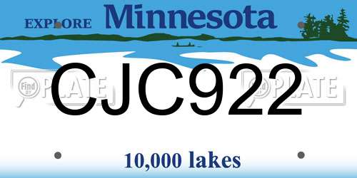 CJC922 Minnesota License Plate