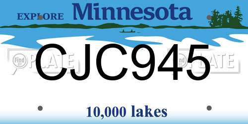 CJC945 Minnesota License Plate