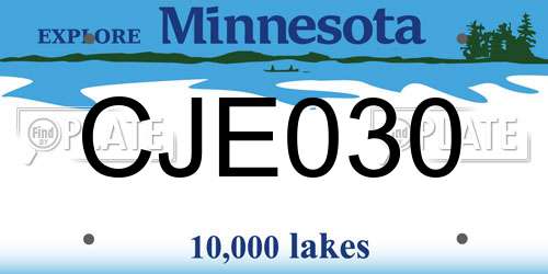 CJE030 Minnesota License Plate
