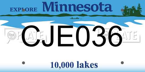 CJE036 Minnesota License Plate