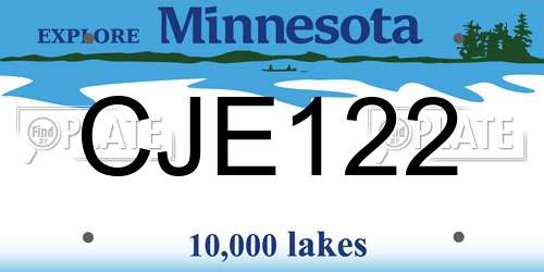 CJE122 Minnesota License Plate
