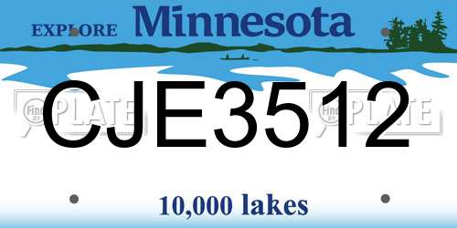 CJE3512 Minnesota License Plate