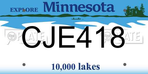 CJE418 Minnesota License Plate