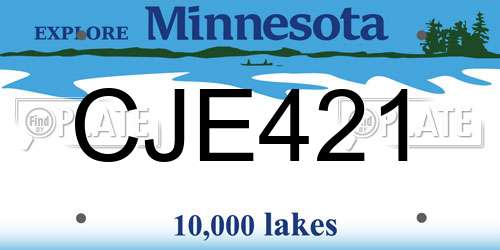 CJE421 Minnesota License Plate