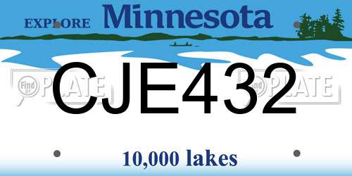 CJE432 Minnesota License Plate