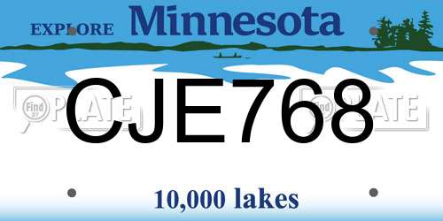 CJE768 Minnesota License Plate