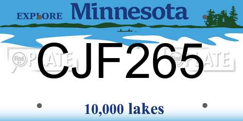 CJF265 Minnesota License Plate