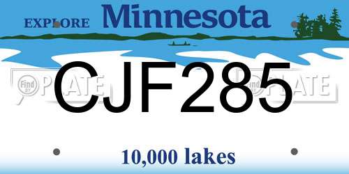 CJF285 Minnesota License Plate